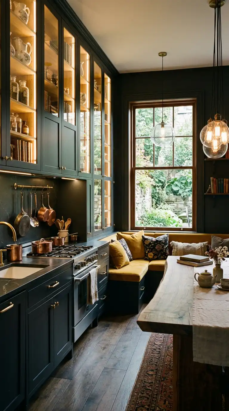 3. The Library Nook Luxury Rustic Kitchen Idea