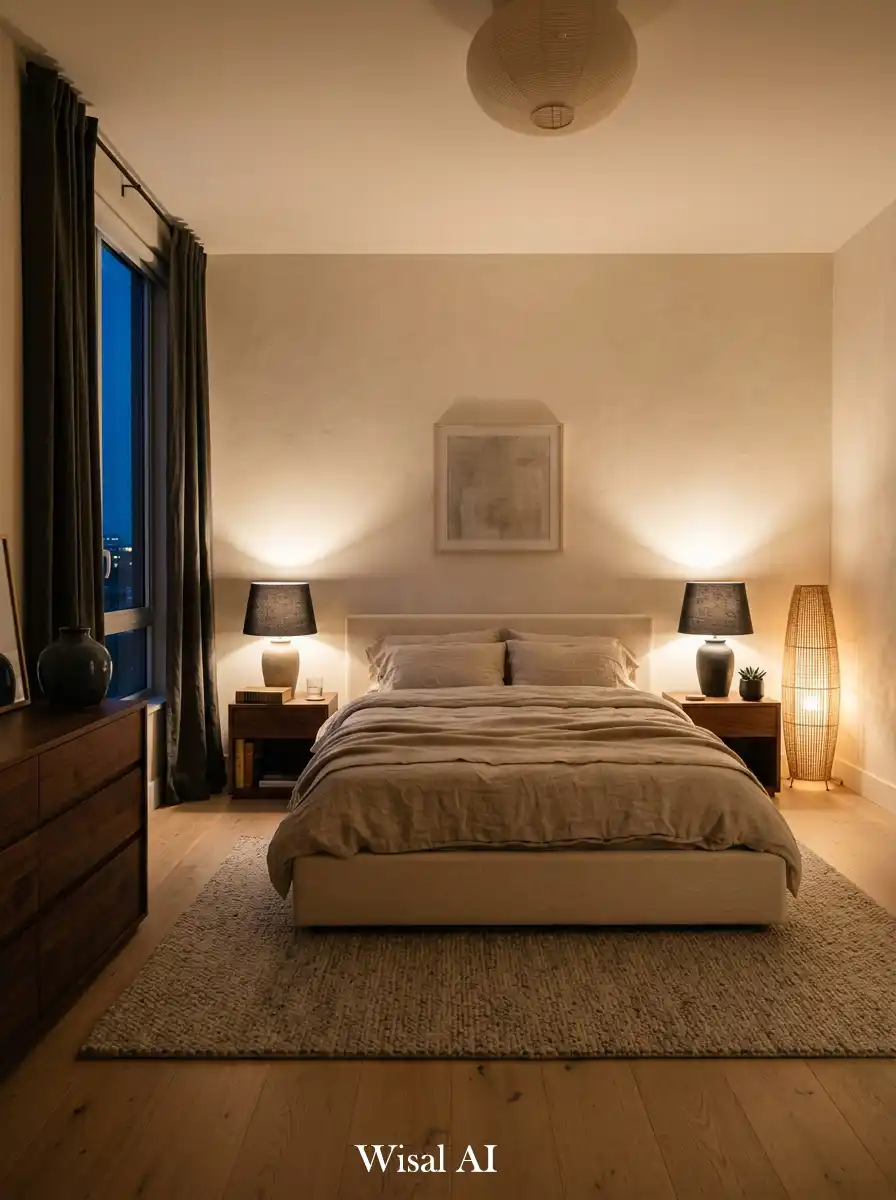 14.White Bedroom Lighting Balance Guide