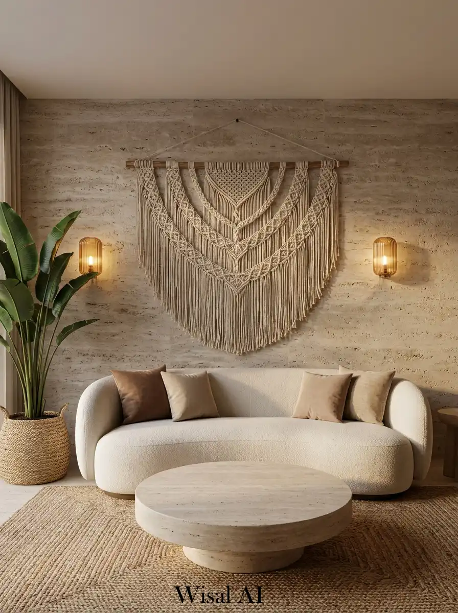 7.Luxury Nature Retreat Meets Boho Living Room Sophistication