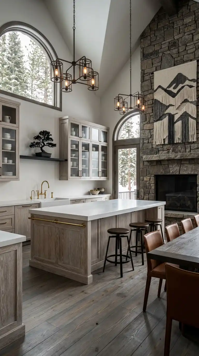 19.Stone, Steel, and Polished Cement Luxury Rustic Kitchen