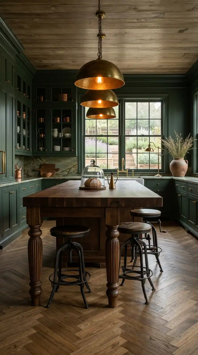11.A Deep Forest Green and Reclaimed Walnut Luxury Rustic Kitchen