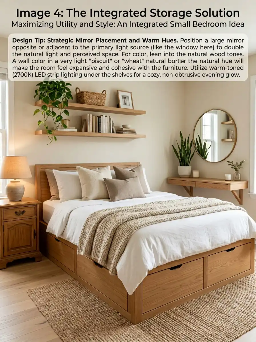 19.Maximizing Utility and Style: An Integrated Small Bedroom Idea