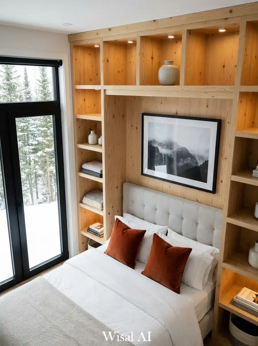 3.Maximizing Utility: Small Rustic Bedroom Ideas with Built-in Storage