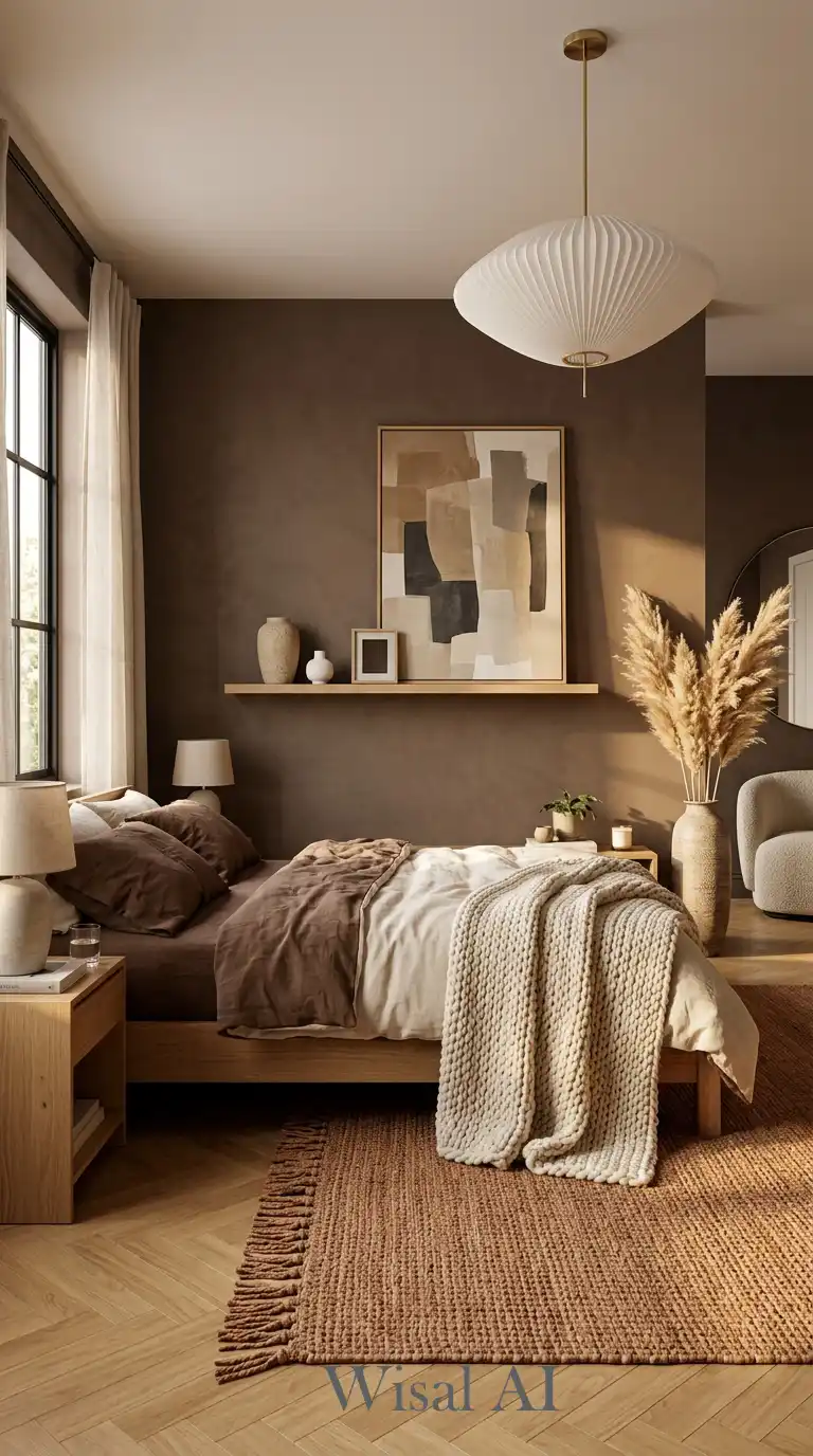 11.Modern Organic Mastery: 2026 Luxury Brown and White Bedroom Concept