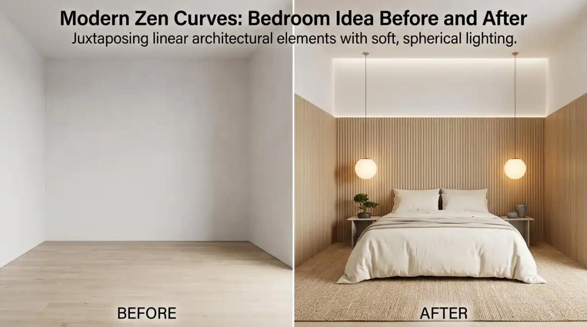 13.Modern Zen Curves: Bedroom Idea Before and After