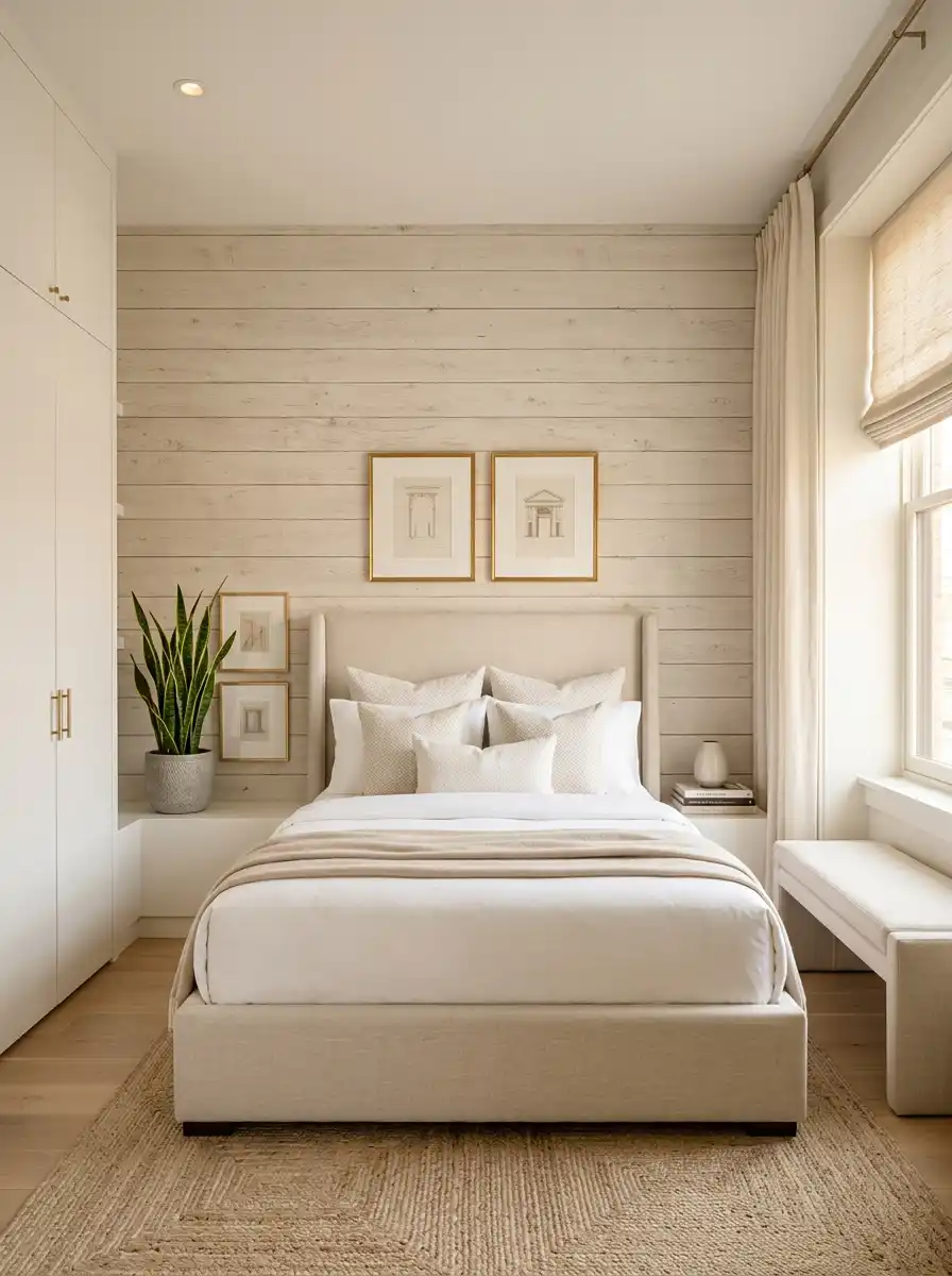 31.Monochromatic magic to create a larger space: Small Bedroom Idea