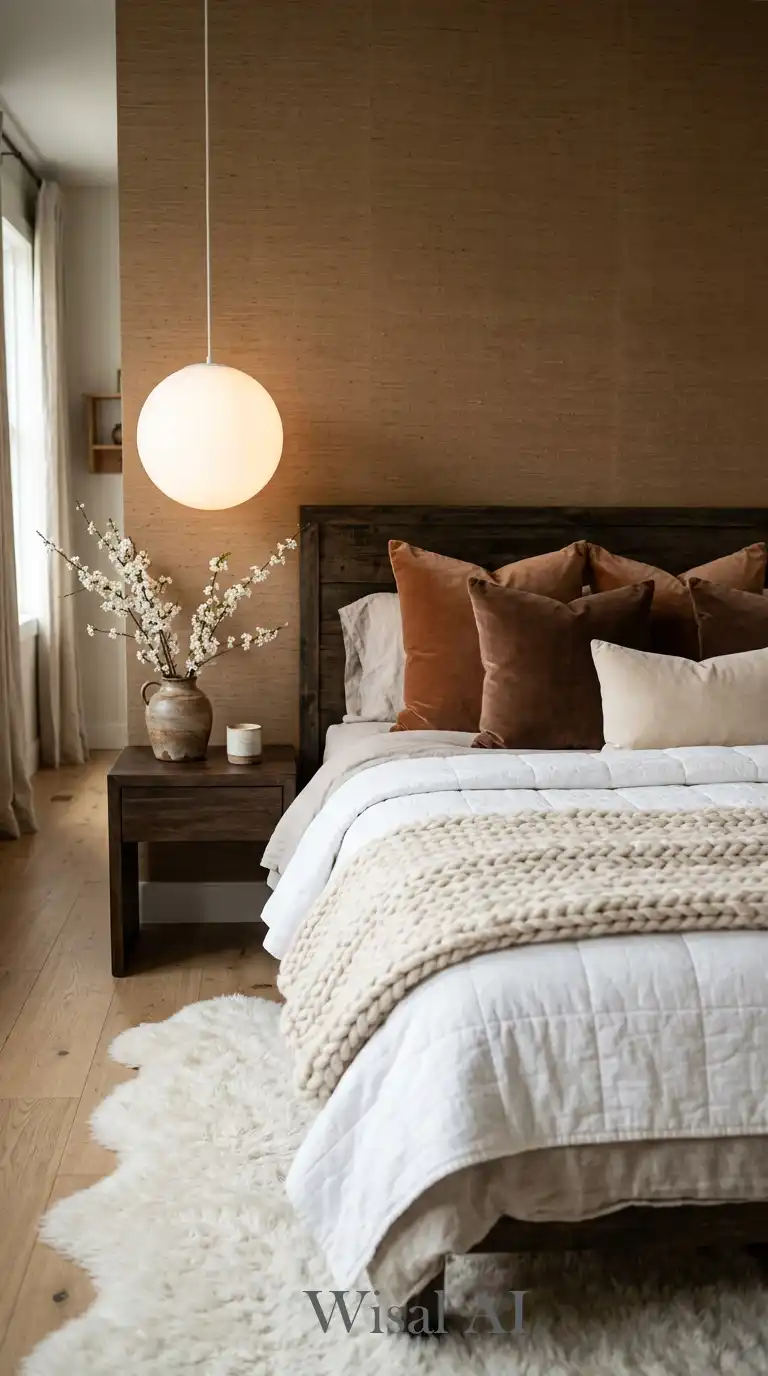 6.Natural Zen: The Organic Philosophy of a Luxury Brown and White Bedroom