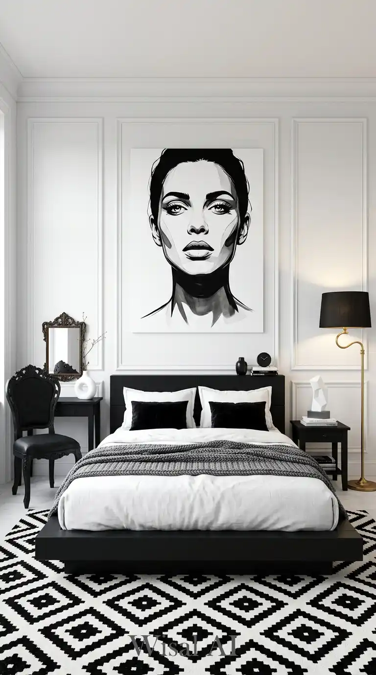 Achieving an Eclectic Vibe in Your Black and White Bedroom Idea