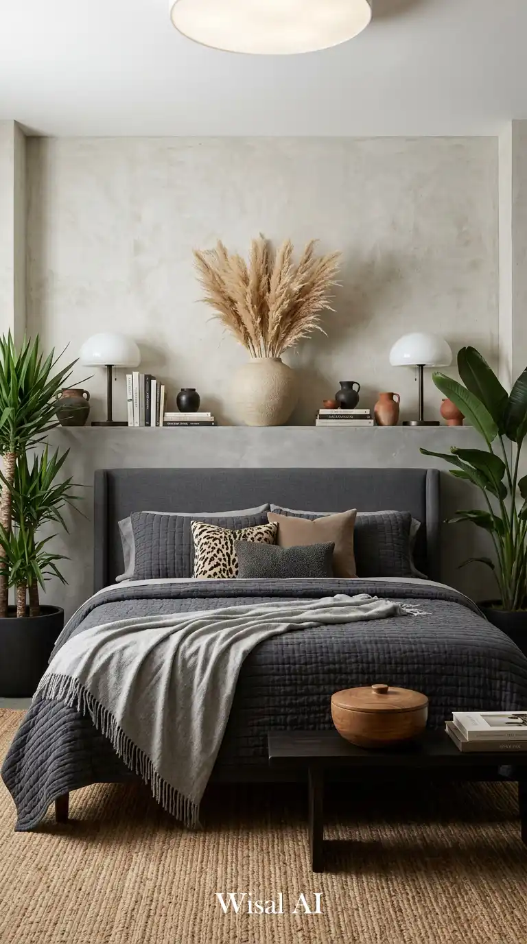 13.Organic Modern Gray Bedroom Idea: Textured Serenity
