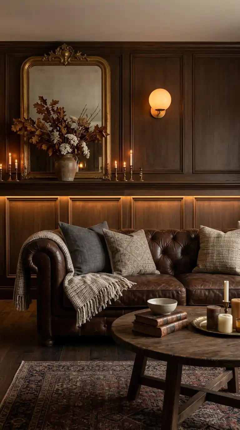 Romantic and Antique Accents for Your Dark Brown Living Room