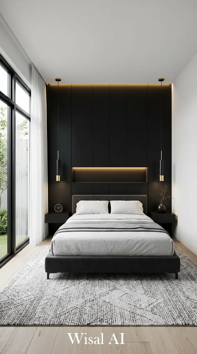 Sleek and Seamless: Minimalist Style for Your Dream Black and White Bedroom Idea