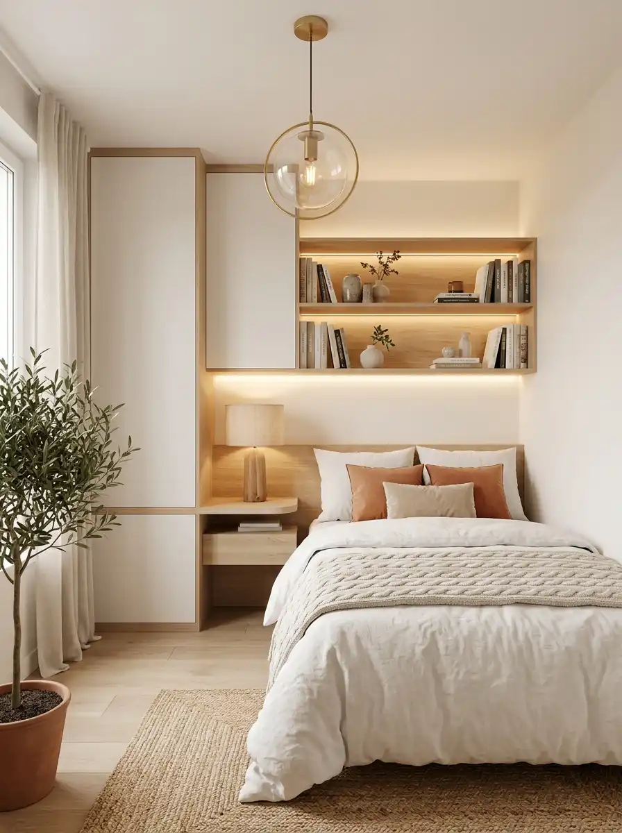24.Small Bedroom Idea: Creating a Luminous and Seamless Sanctuary