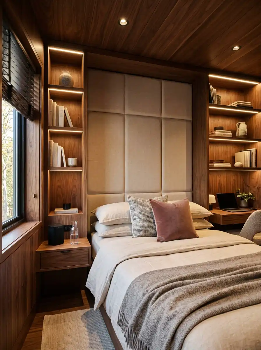 .Small Bedroom Idea with a Compact Luxury Niche
