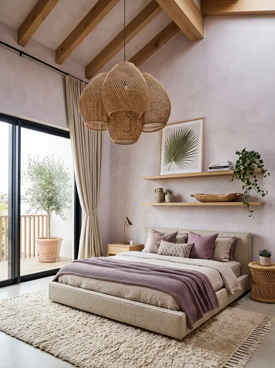 .Small Bedroom Idea with a Dramatic, Organic Focal Point
