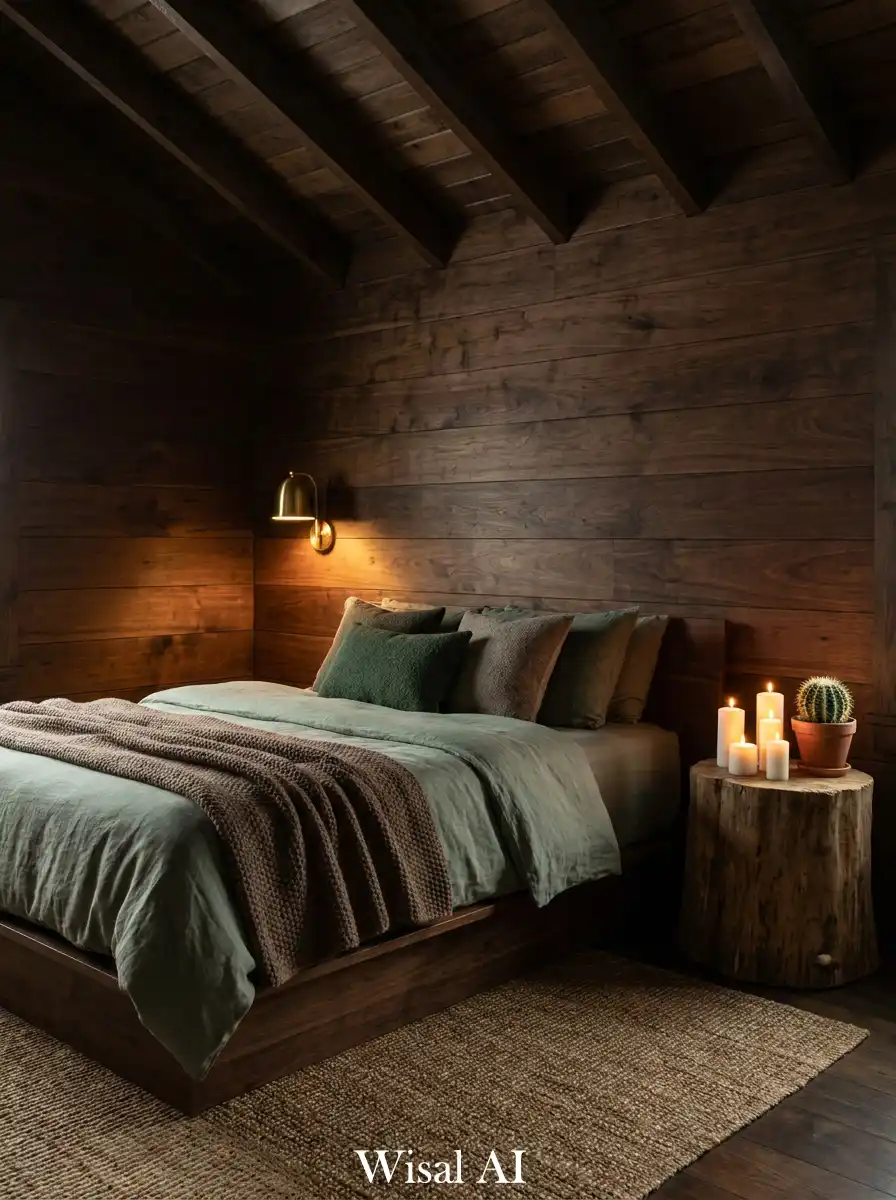 8.Small Rustic Bedroom Ideas: The Harmony of Forest Green