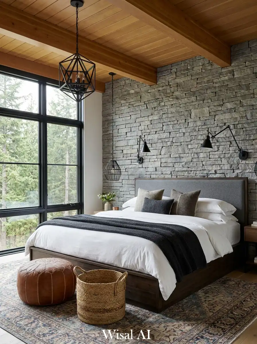 18.Small Rustic Bedroom Ideas: Rugged Elegance