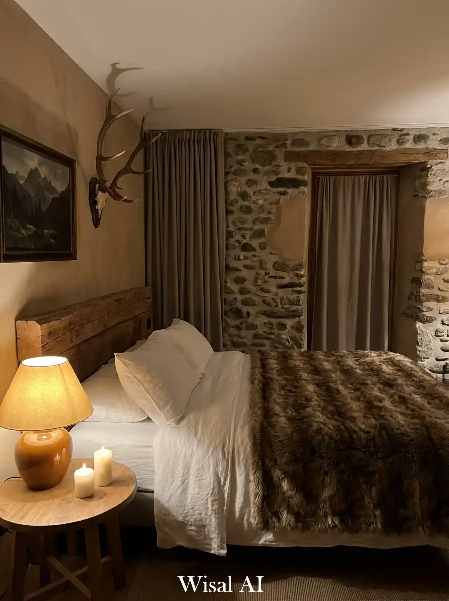 16.Small Rustic Bedroom Ideas: Textural Maximalism