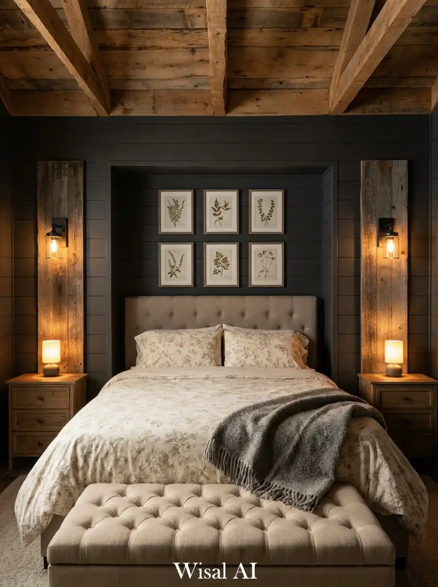 14.Small Rustic Bedroom Ideas: The Power of Symmetry