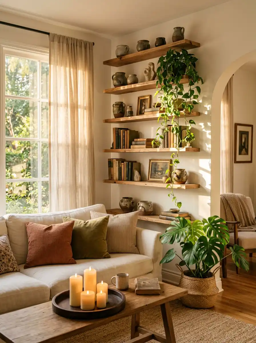 15. Golden Hour Glow: A Cozy Living Room Idea