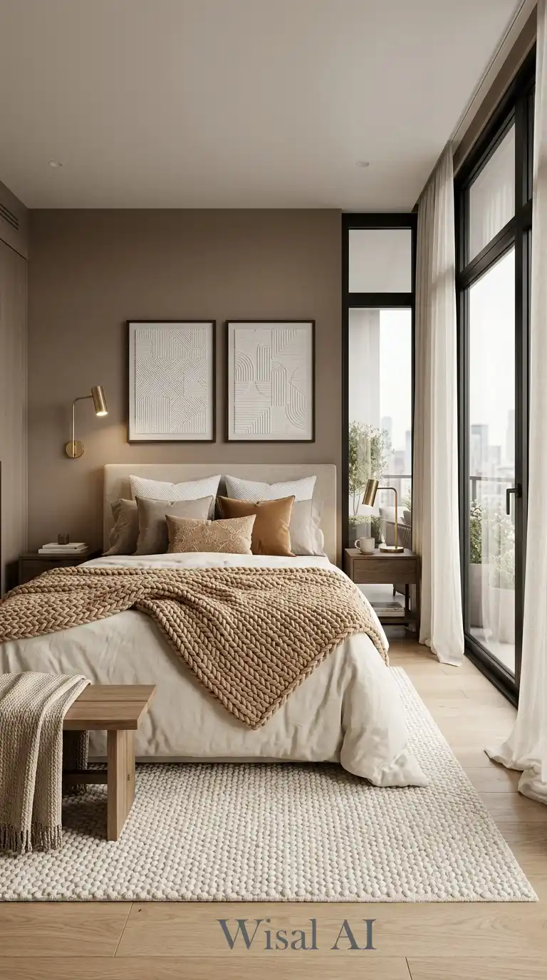 2.Tactile Comfort in a Luxury Brown and White Bedroom Masterpiece