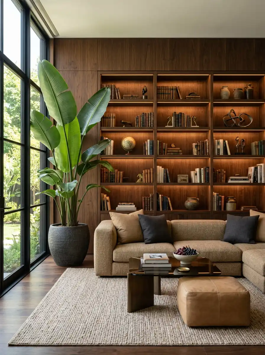 27.The Biophilic Library Retreat | Stunning Living Room Idea