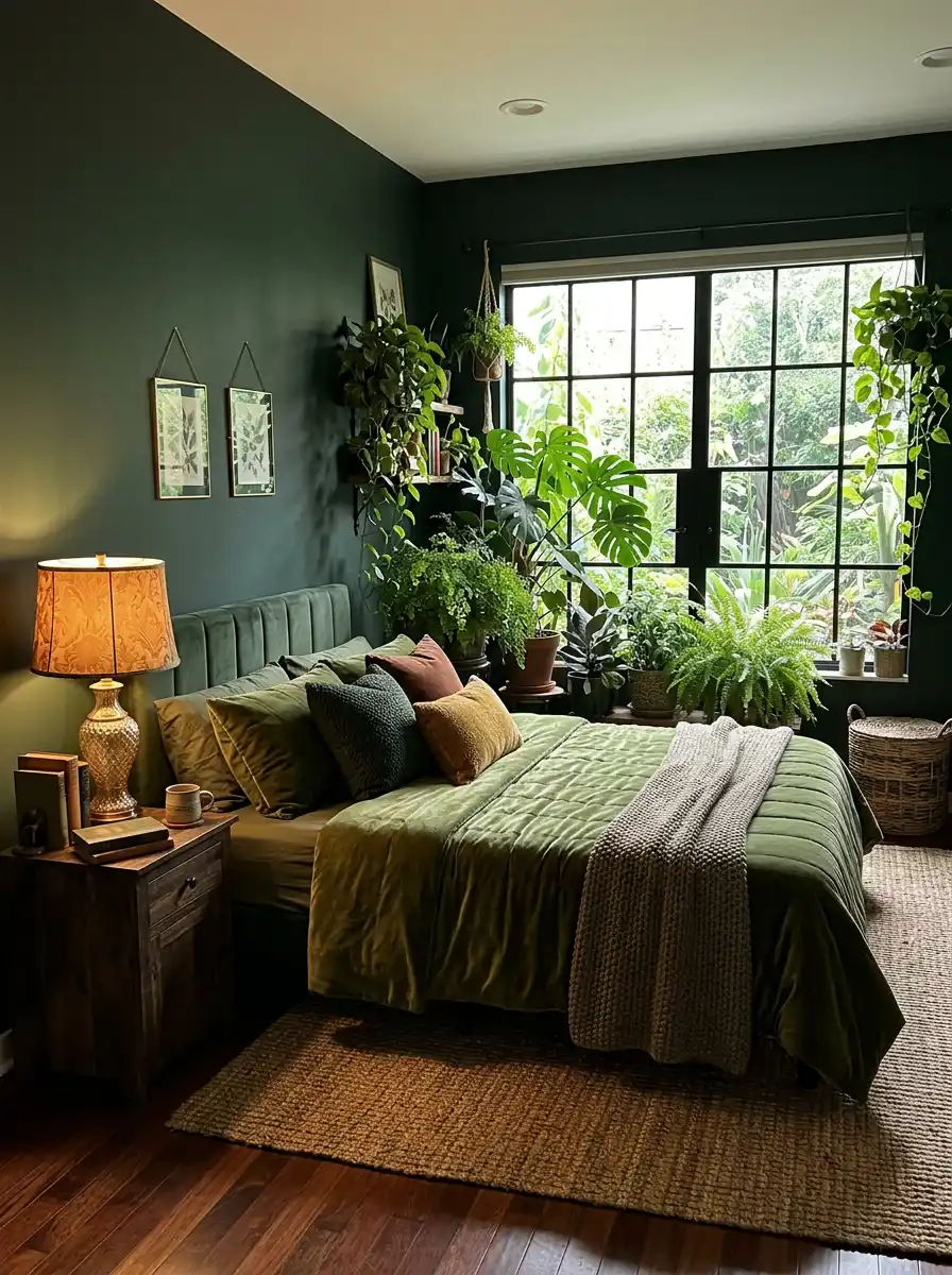 23.The Botanical Oasis Green Bedroom Idea