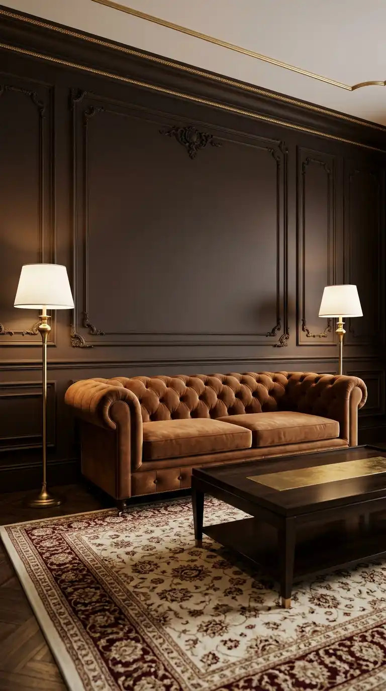 3. The Espresso Boiserie: Heritage Lounge Style