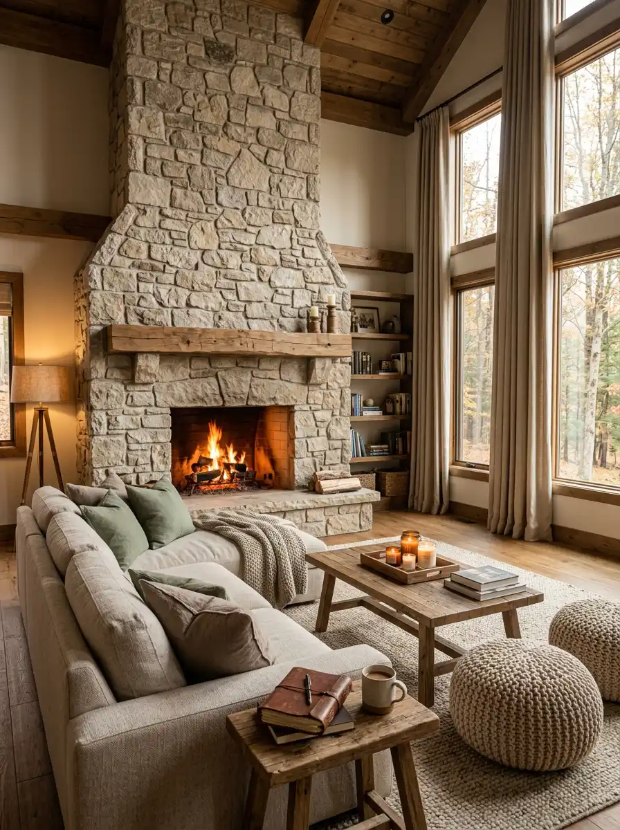 33.The Hearthside Sanctuary: Cozy Living Room Idea