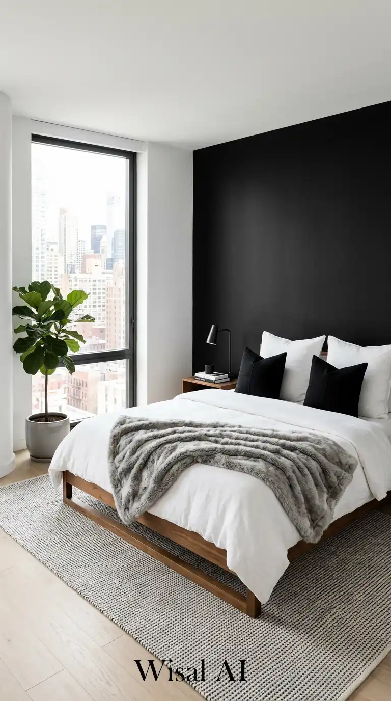 A Minimalist Sanctuary: The Ultimate Black and White Bedroom Idea for City Living