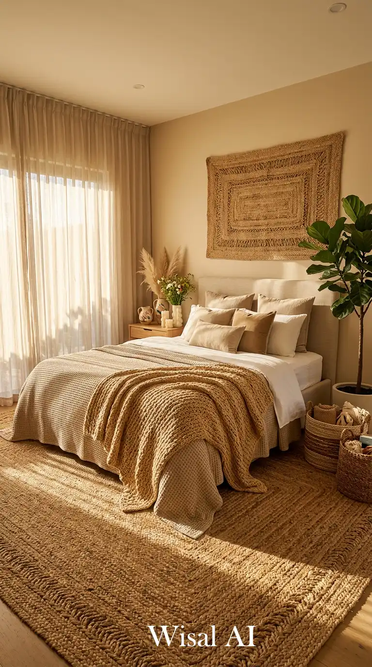 16.Sun-Drenched Natural Bliss beige Bedroom Idea