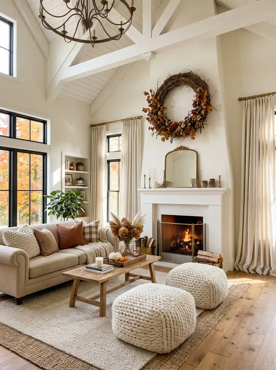 29.The Wreath and Willow Retreat: A Cozy Living Room Idea
