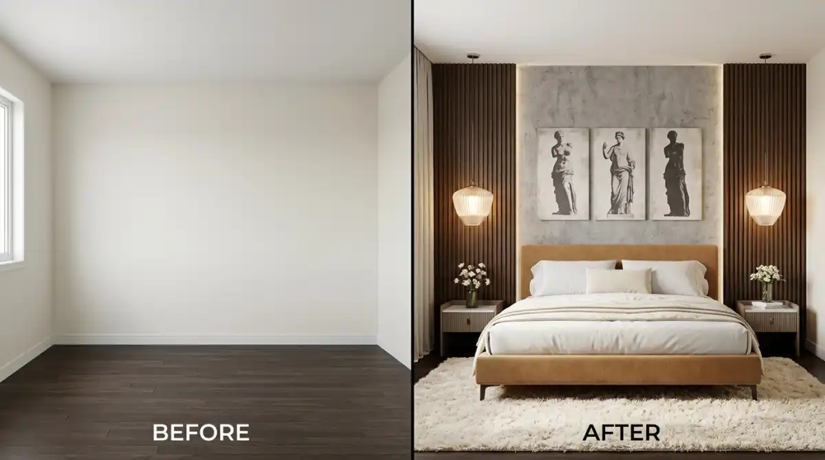20.Transform Your Bedroom: A Stunning Before and After Makeover Idea