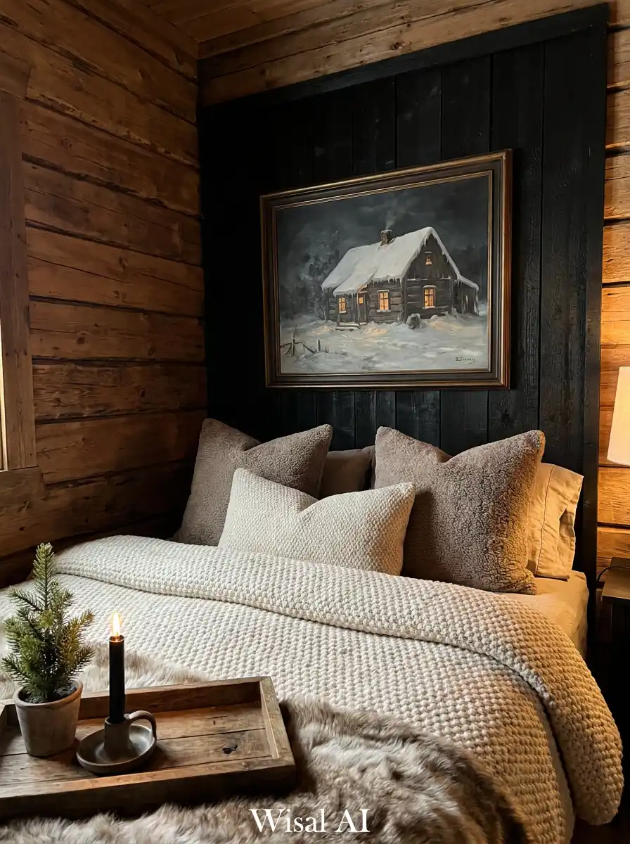 17.Winter Moods: Small Rustic Bedroom Ideas