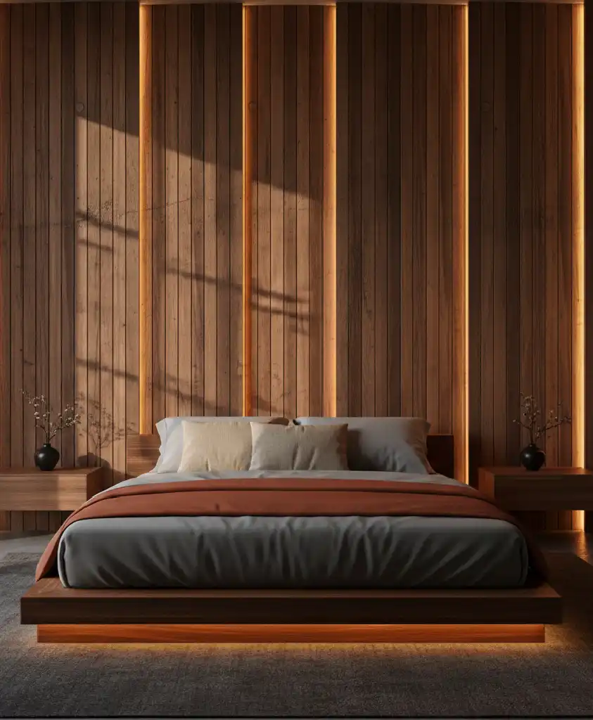 "The Future of Sleep: 20+ Stunning Designs Blending Grey Concrete with Warm Ember Fabrics."