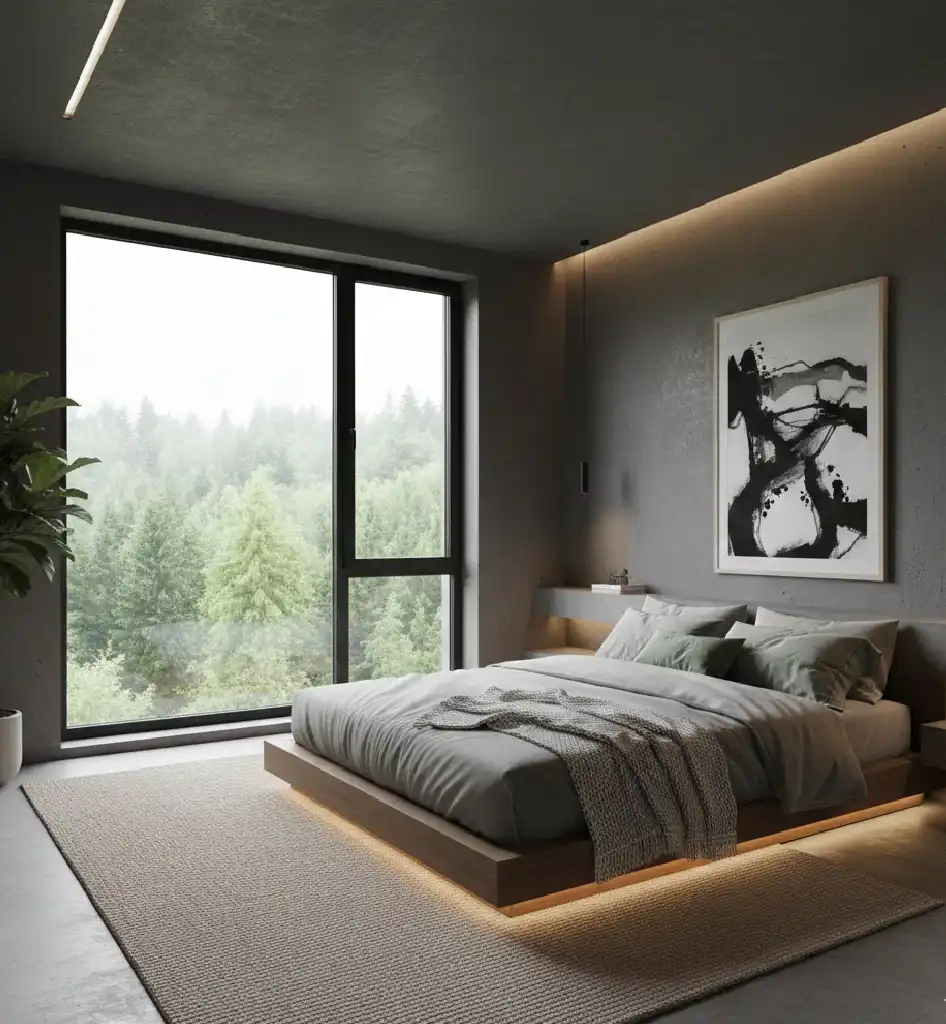 20+ Moody Sanctuary Designs: Mastering the Art of Dark Minimalist & Biophilic Bedrooms