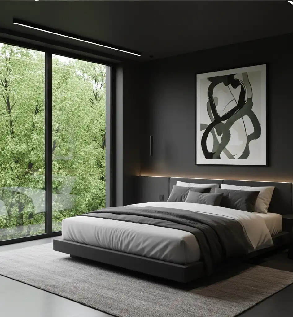 20+ Moody Sanctuary Designs: Mastering the Art of Dark Minimalist & Biophilic Bedrooms