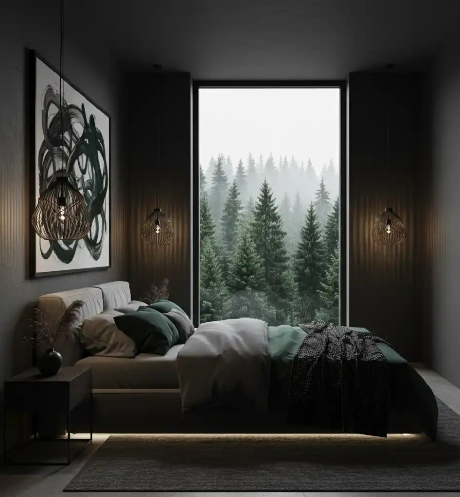 20+ Moody Sanctuary Designs: Mastering the Art of Dark Minimalist & Biophilic Bedrooms