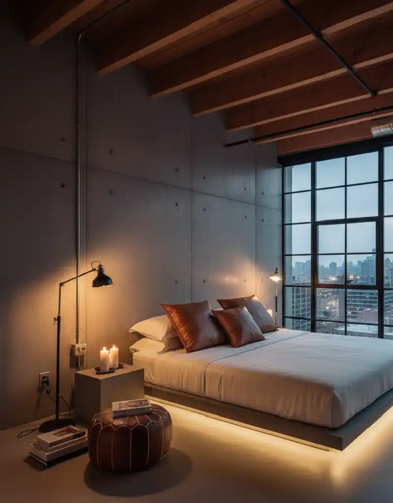 +25 Industrial Loft Bedroom Inspirations: Concrete, Leather, and Metal Aesthetics for 2026.