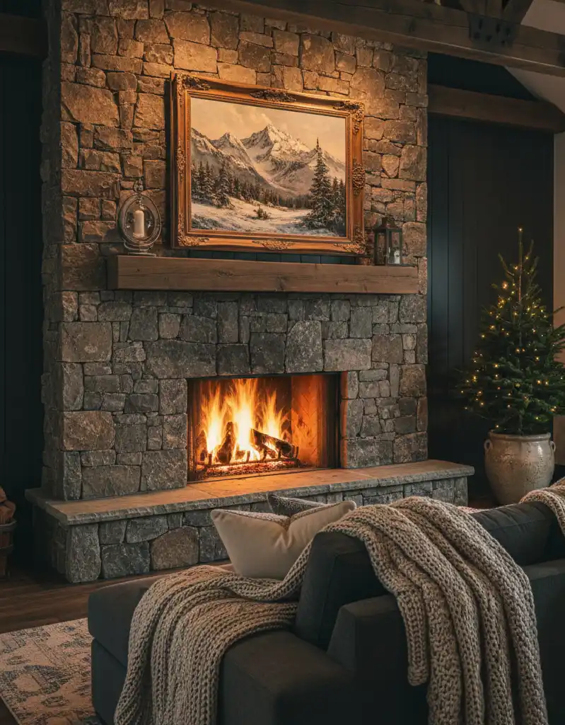 +20 Modern Rustic Living Spaces: Mastering Dark Tones, Textures, and Winter Warmth