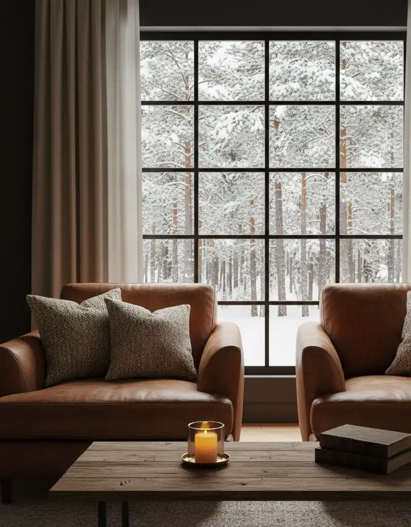 +20 Modern Rustic Living Spaces: Mastering Dark Tones, Textures, and Winter Warmth
