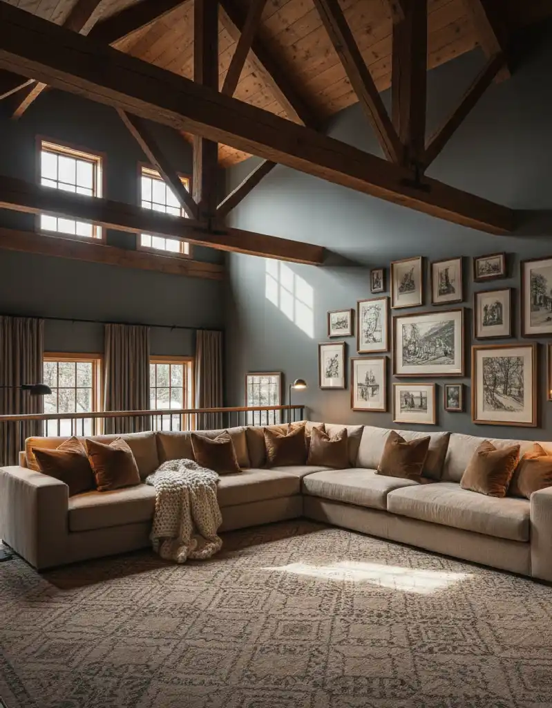 +20 Modern Rustic Living Spaces: Mastering Dark Tones, Textures, and Winter Warmth