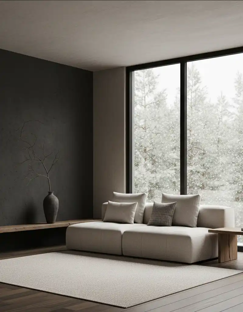 +20 Modern Rustic Living Spaces: Mastering Dark Tones, Textures, and Winter Warmth
