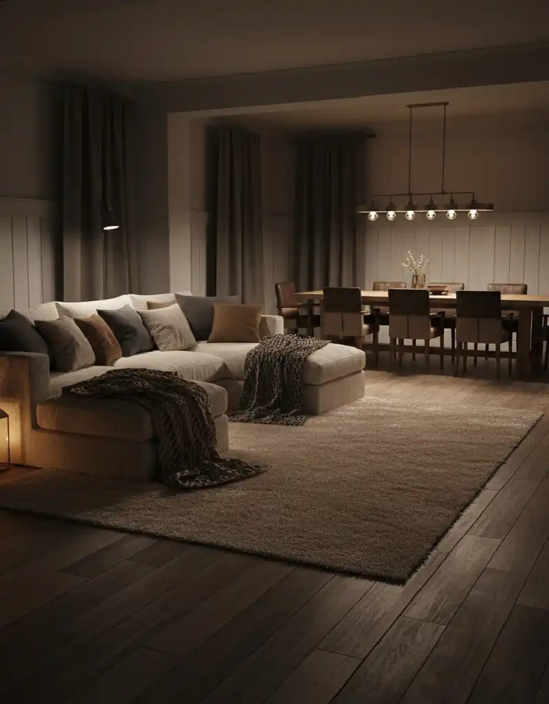 +20 Modern Rustic Living Spaces: Mastering Dark Tones, Textures, and Winter Warmth