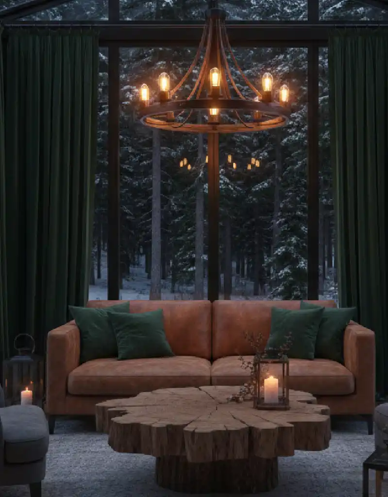 +20 Modern Rustic Living Spaces: Mastering Dark Tones, Textures, and Winter Warmth