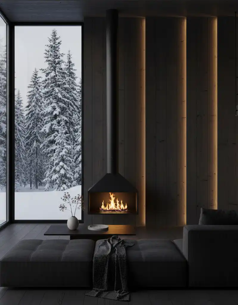 +20 Modern Rustic Living Spaces: Mastering Dark Tones, Textures, and Winter Warmth