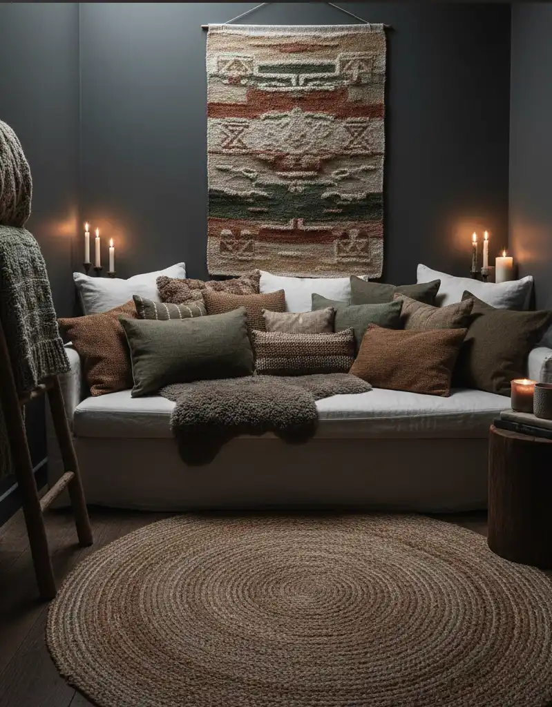 +20 Modern Rustic Living Spaces: Mastering Dark Tones, Textures, and Winter Warmth