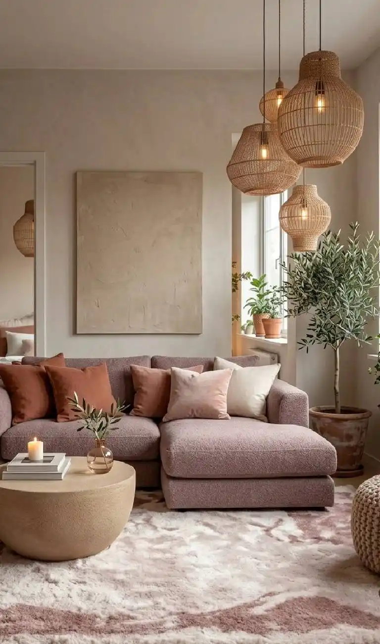 The Dusty Rose Sanctuary living room | Wisal
